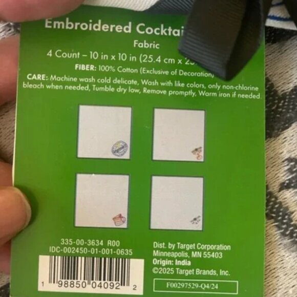 Kate Spade New York x Target 4-Piece Embroidered Cocktail Napkin Set nwt - Picture 4 of 4